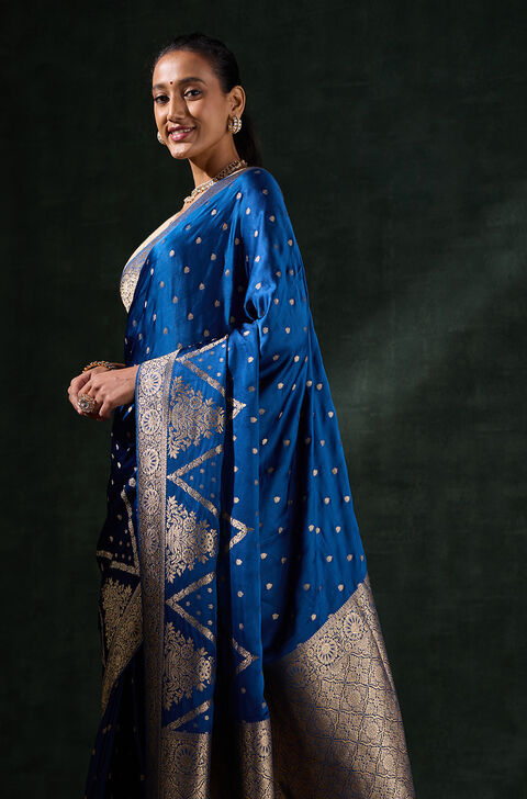 Blue Woven Viscose Saree