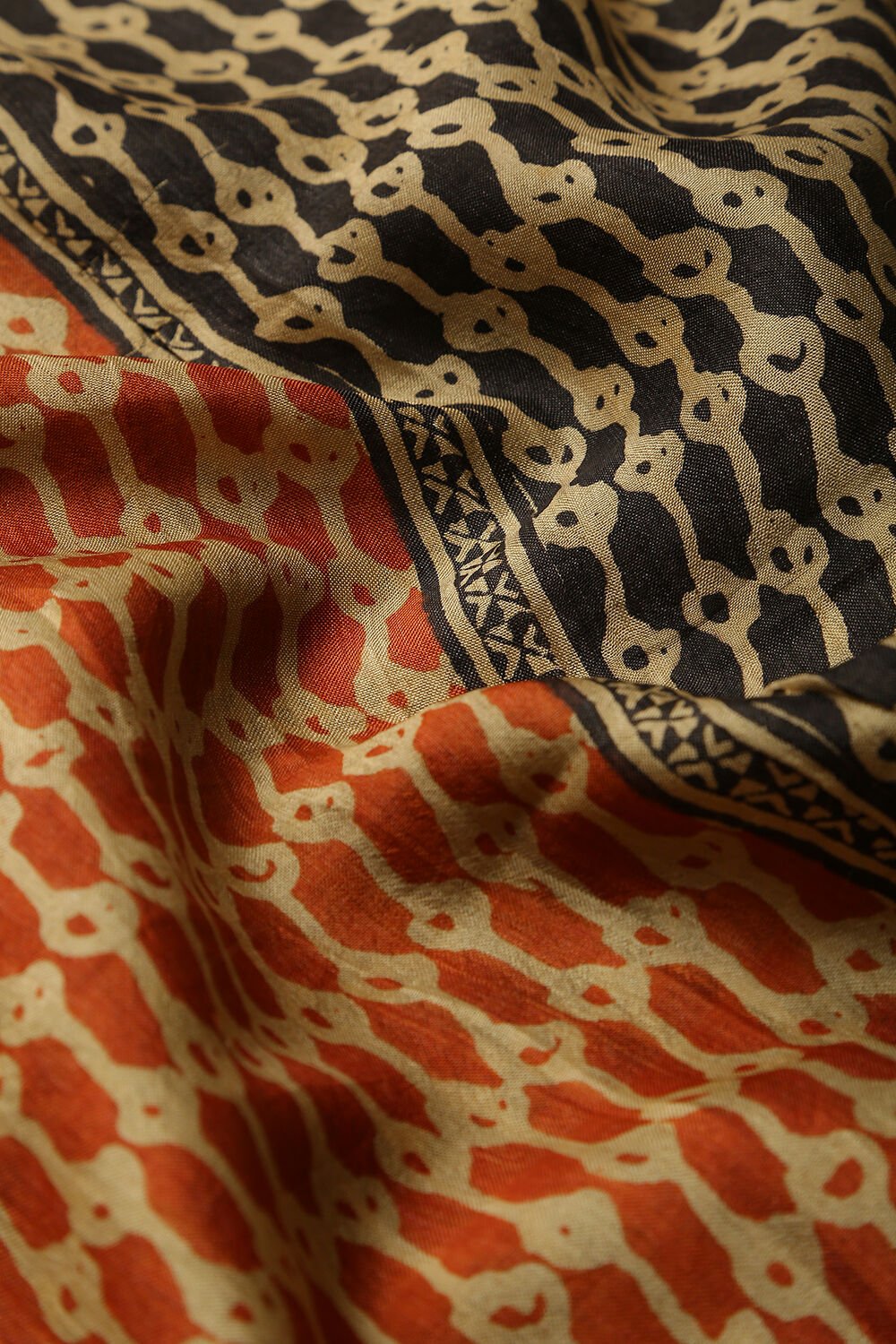 Black and Red Pure Silk Kalamkari Dupatta image number null