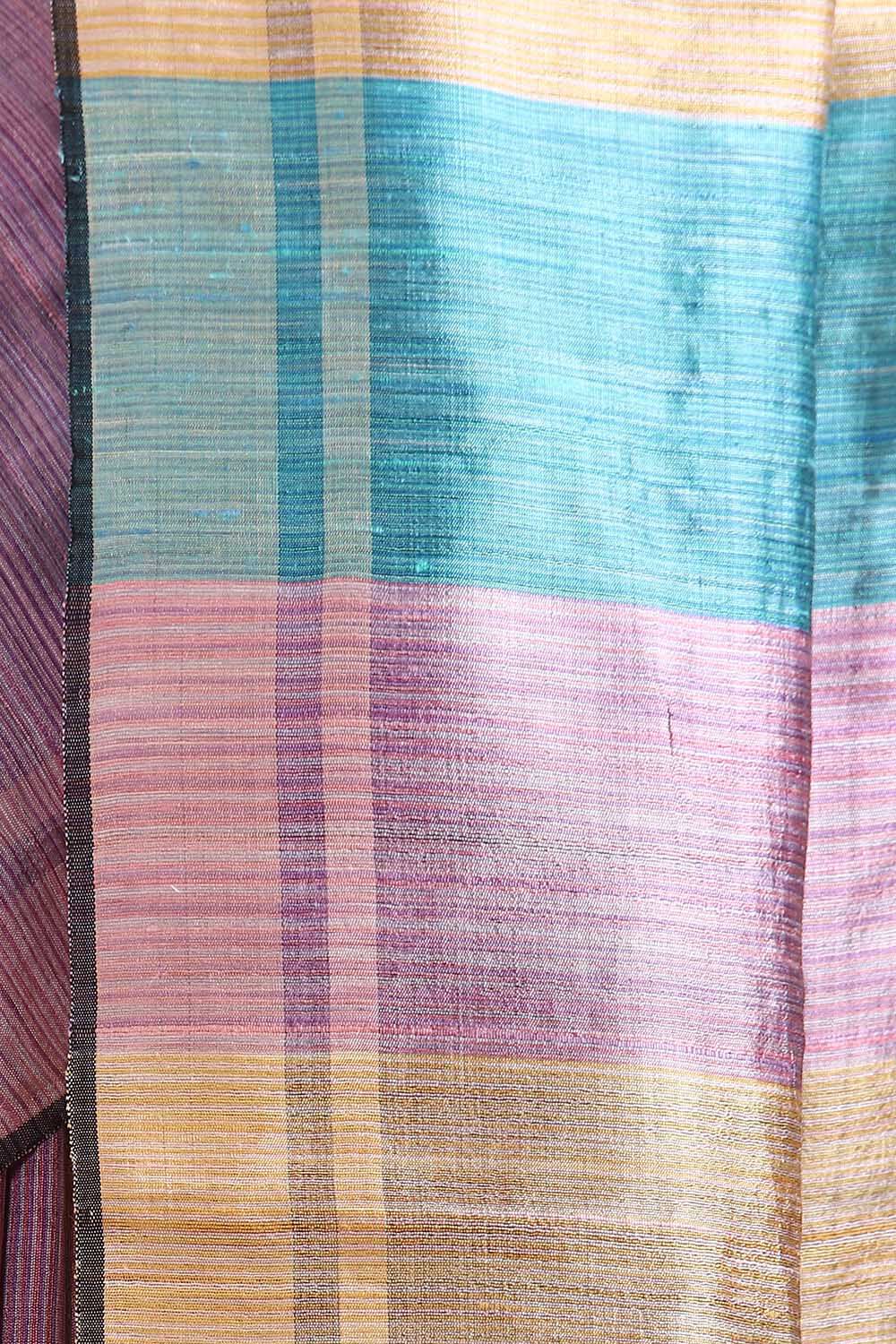 Purple Pure Tussar Silk Tie and Dye Saree image number null
