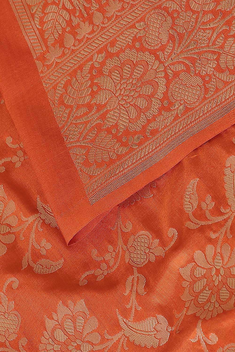 Orange Pure Silk Banarasi Saree image number null
