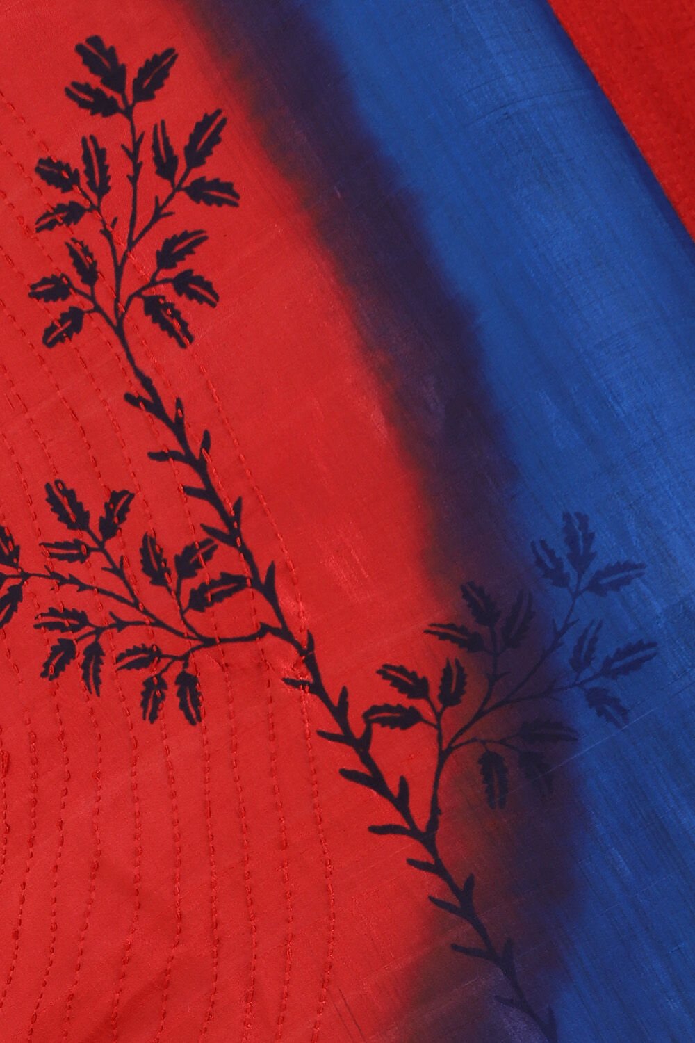Blue Pure Silk Kantha Saree image number null