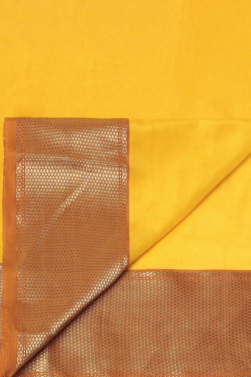 Yellow Pure Silk Chanderi Saree image number null