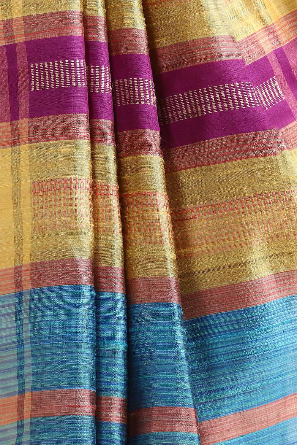 Light Pink Pure Tussar Silk Tie and Dye Saree image number null