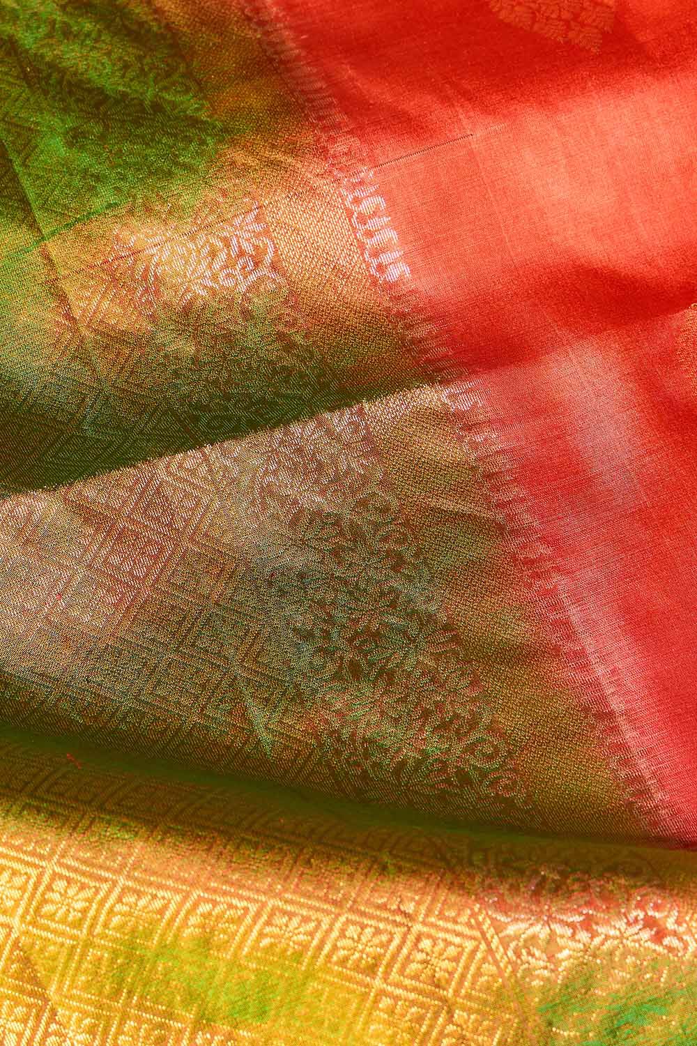 Orange Woven Pure Soft Silk Saree image number null