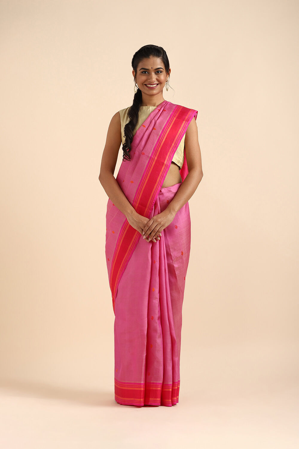 Pink Pure Silk Kanjivaram Saree image number null