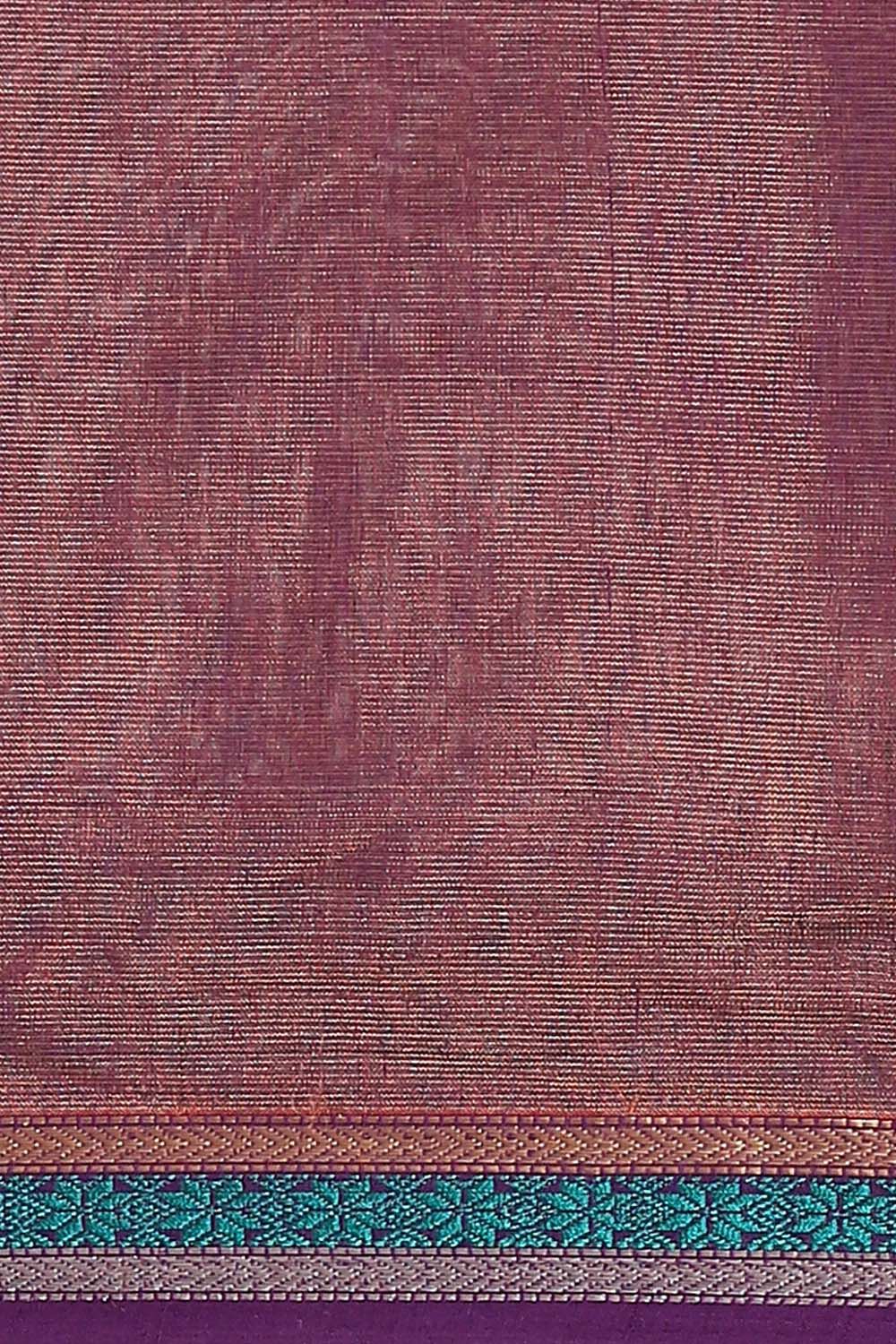 Dark Orange Pure Cotton Tissue Maheswari Saree image number null