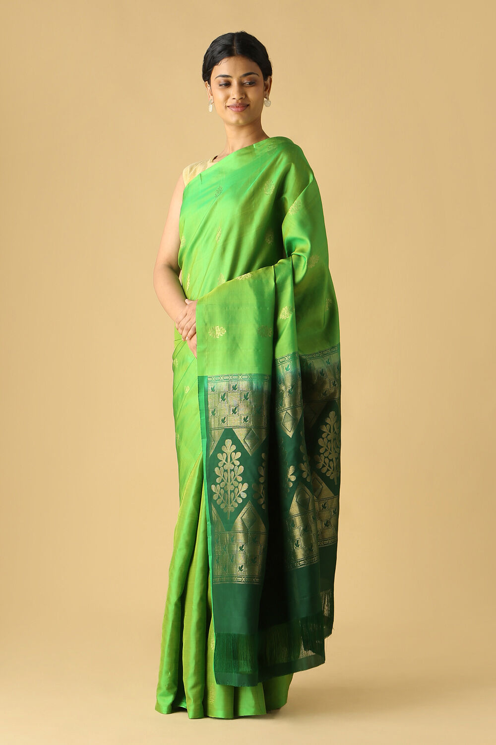 Green Pure Silk South Saree image number null