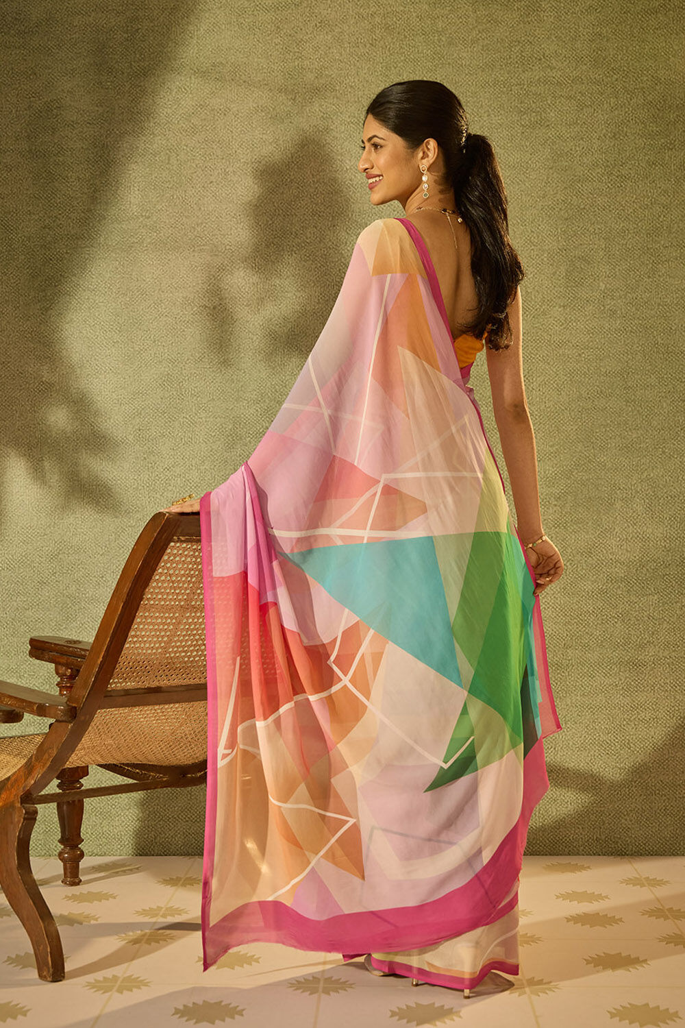 Multi Printed Viscose Georgette Saree image number null
