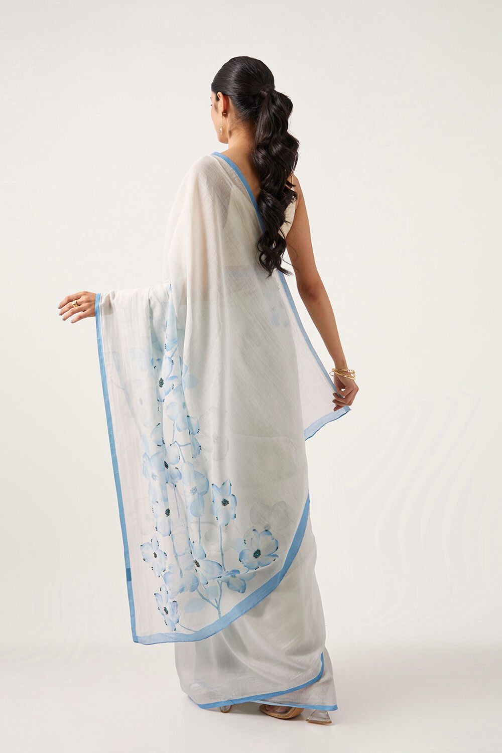 Light Blue Pure Silk Cotton Digital Printed Saree image number null