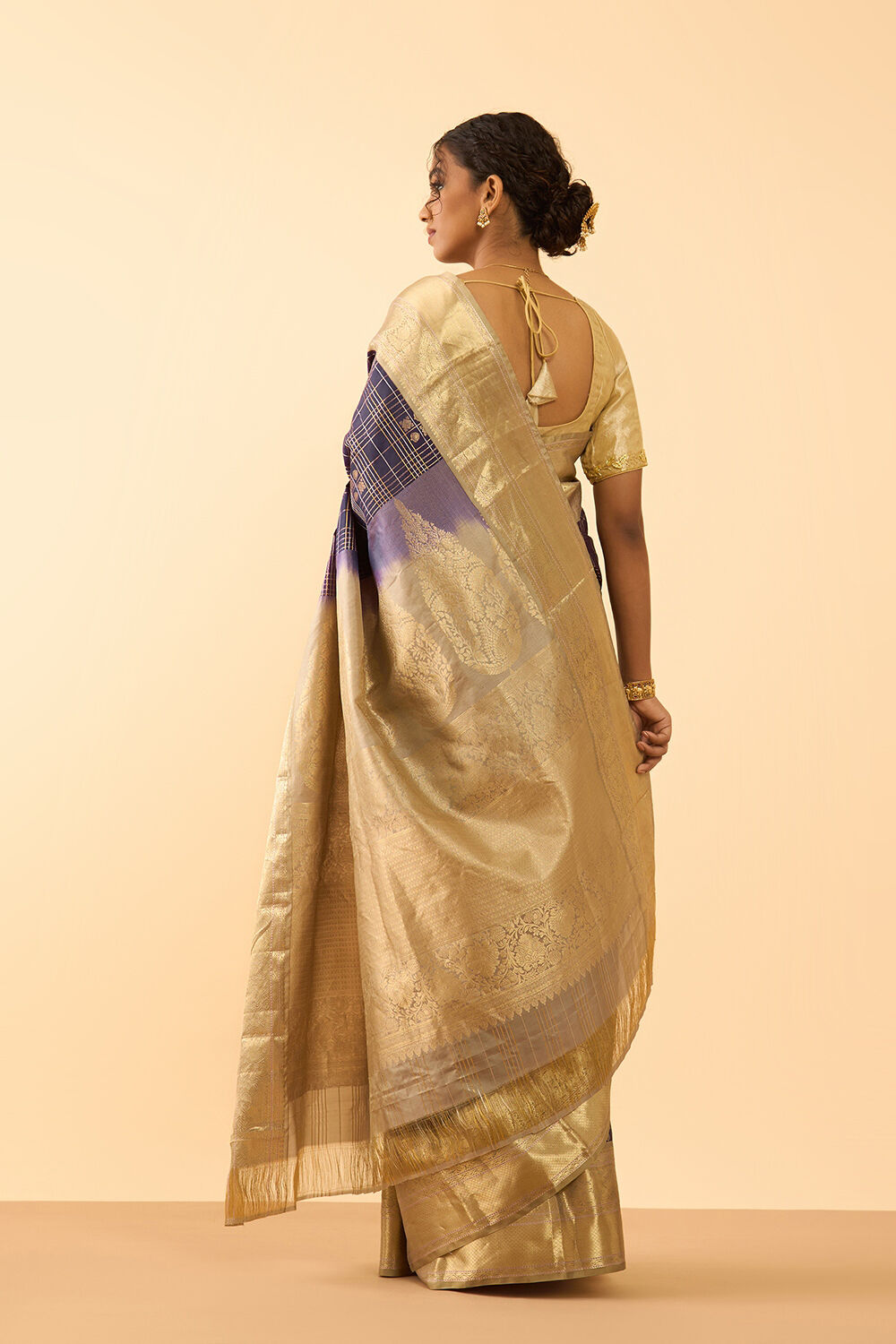 Dark Violet Woven Pure Silk Saree image number null