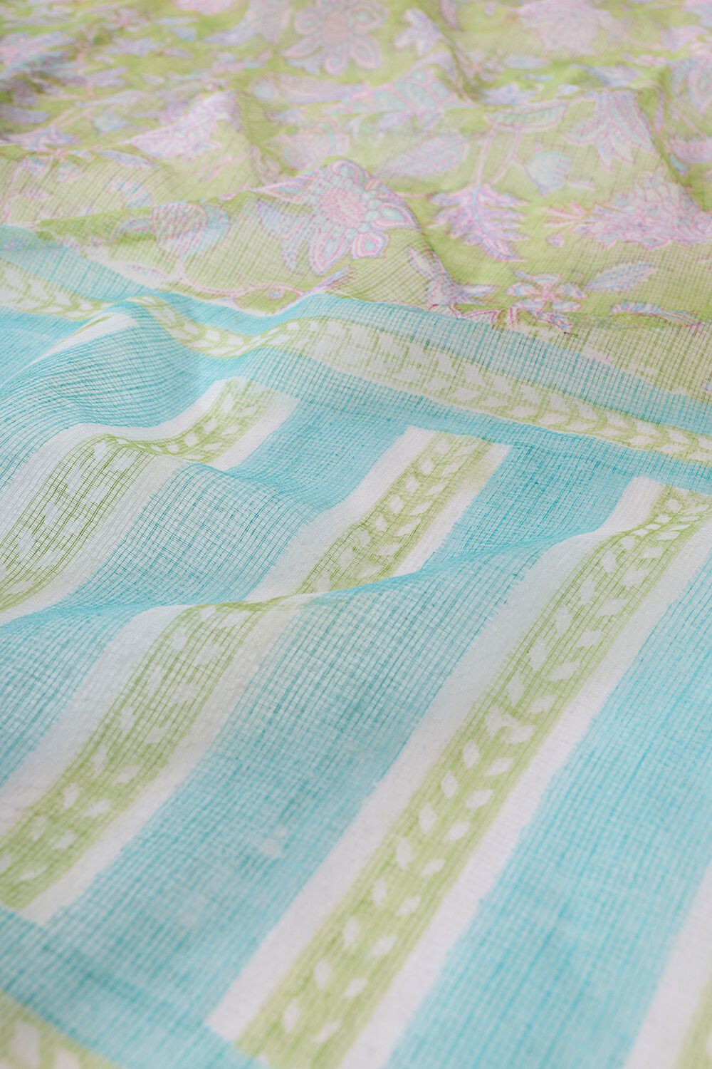 Green Rajasthan Block Printed Pure Cotton Kota Saree image number null