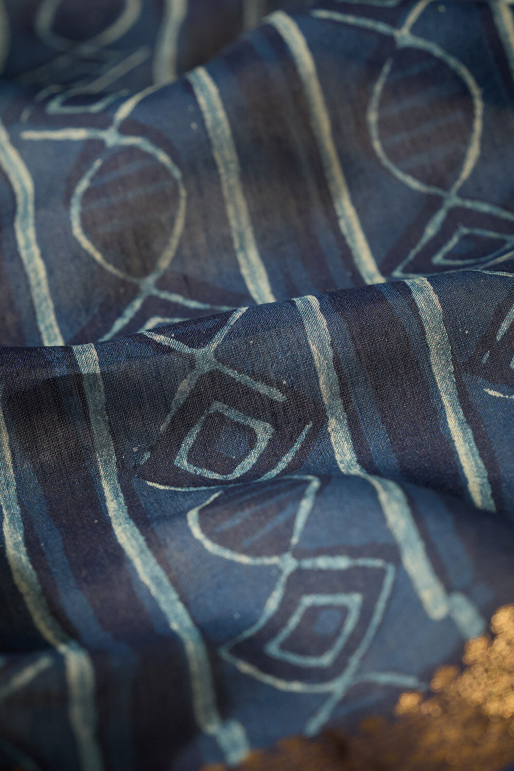 Blue Rajasthan Block Printed Pure Silk Cotton Saree image number null