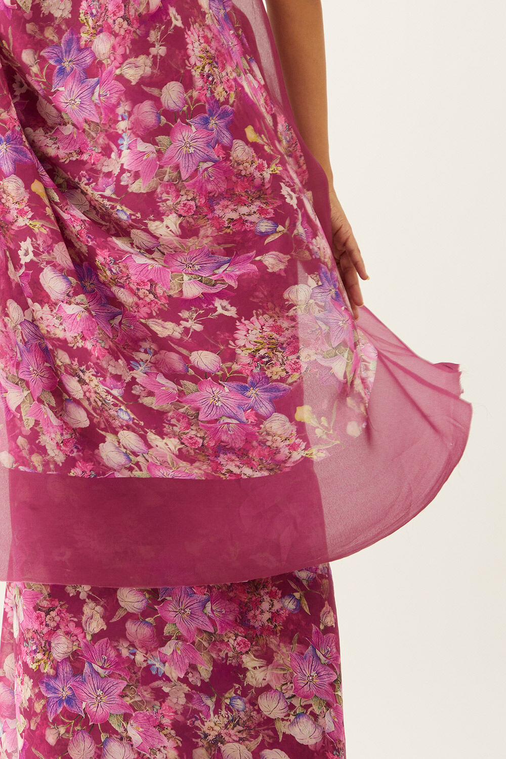 Purple Viscose Crepe Digital Print Saree image number null