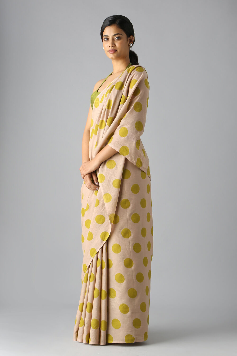 Beige Pure Cotton Printed Saree image number null
