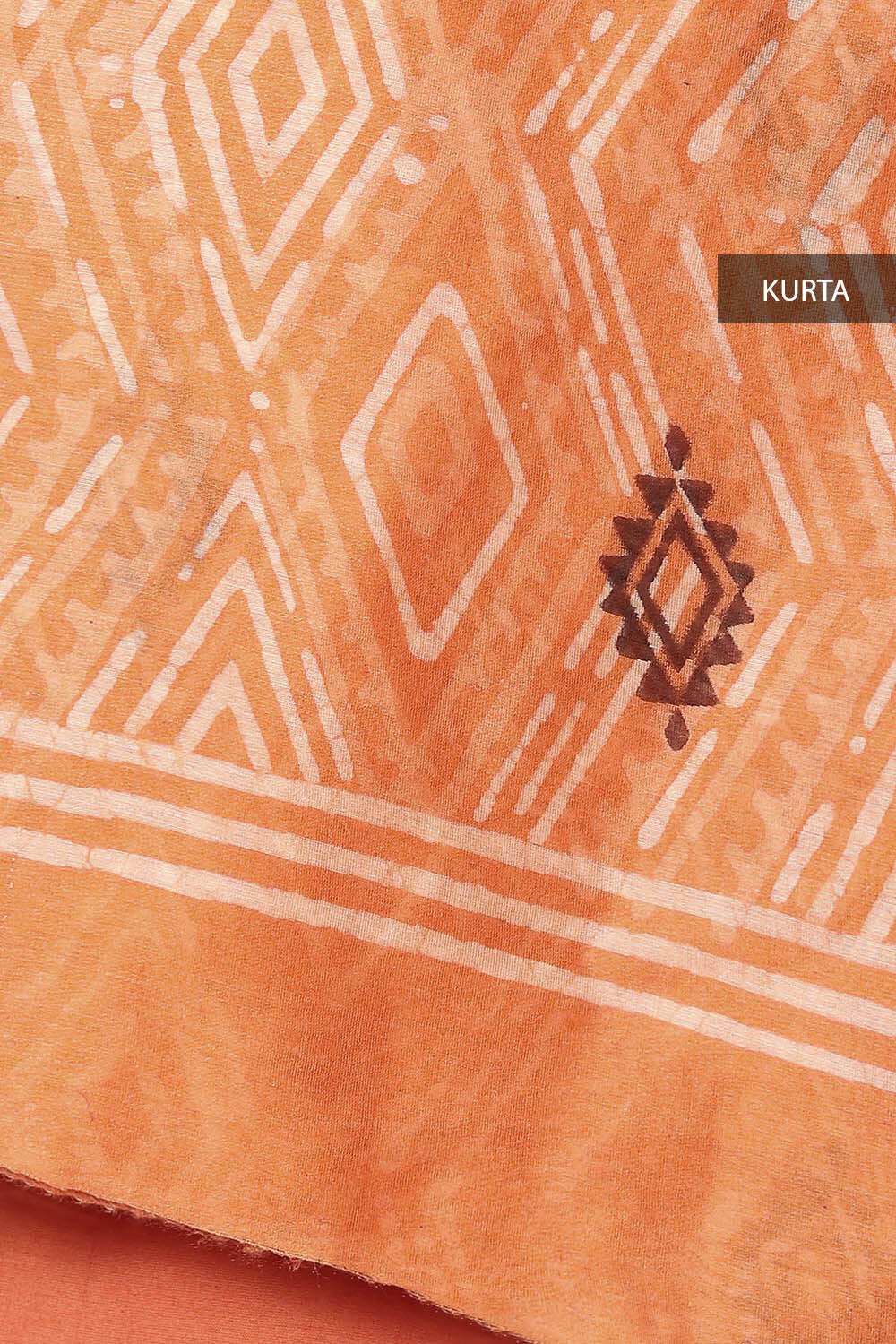 Orange Silk Cotton Bagru Printed Unstitched Suit Set image number null