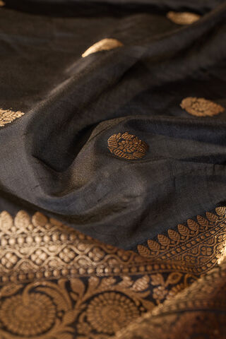Black Silk Viscose Kadwa Banarasi Saree thumbnail image number null
