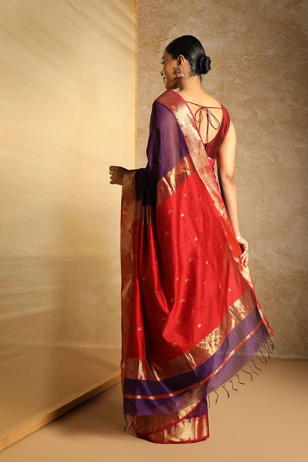 Purple Pure Silk Cotton Woven Maheshwari Saree image number null