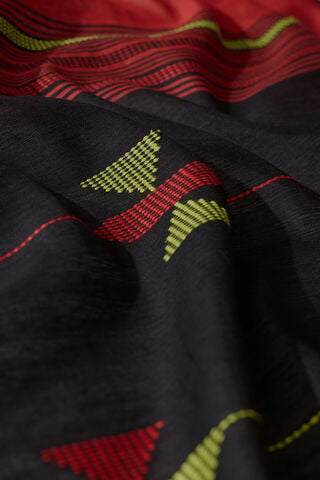 Dark Red Woven Silk Viscose Bhagalpur Saree thumbnail image number null