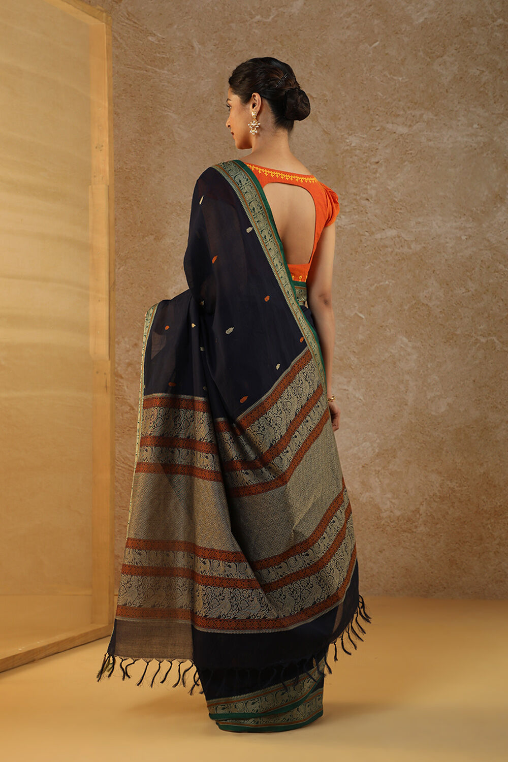 Blue Woven South Pure Cotton Saree image number null