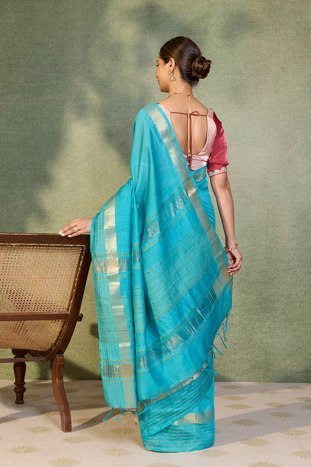 Light Blue Bhagalpur Woven Pure Silk Saree image number null