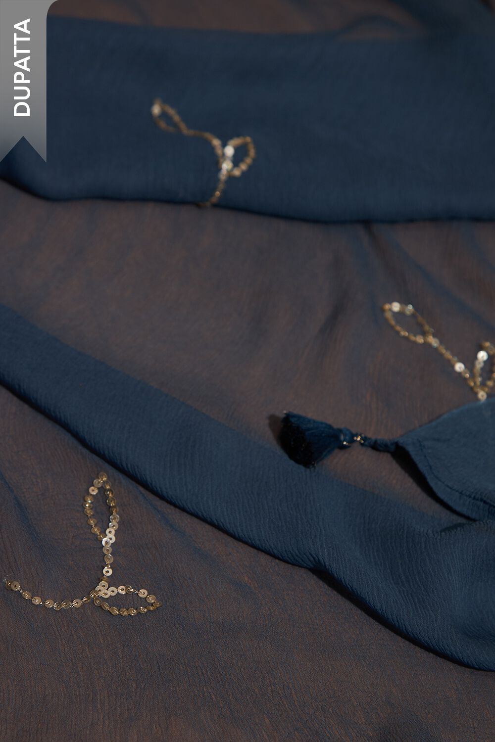 Dark Blue Viscose Gotta Patti Unstitched Suit Set image number null