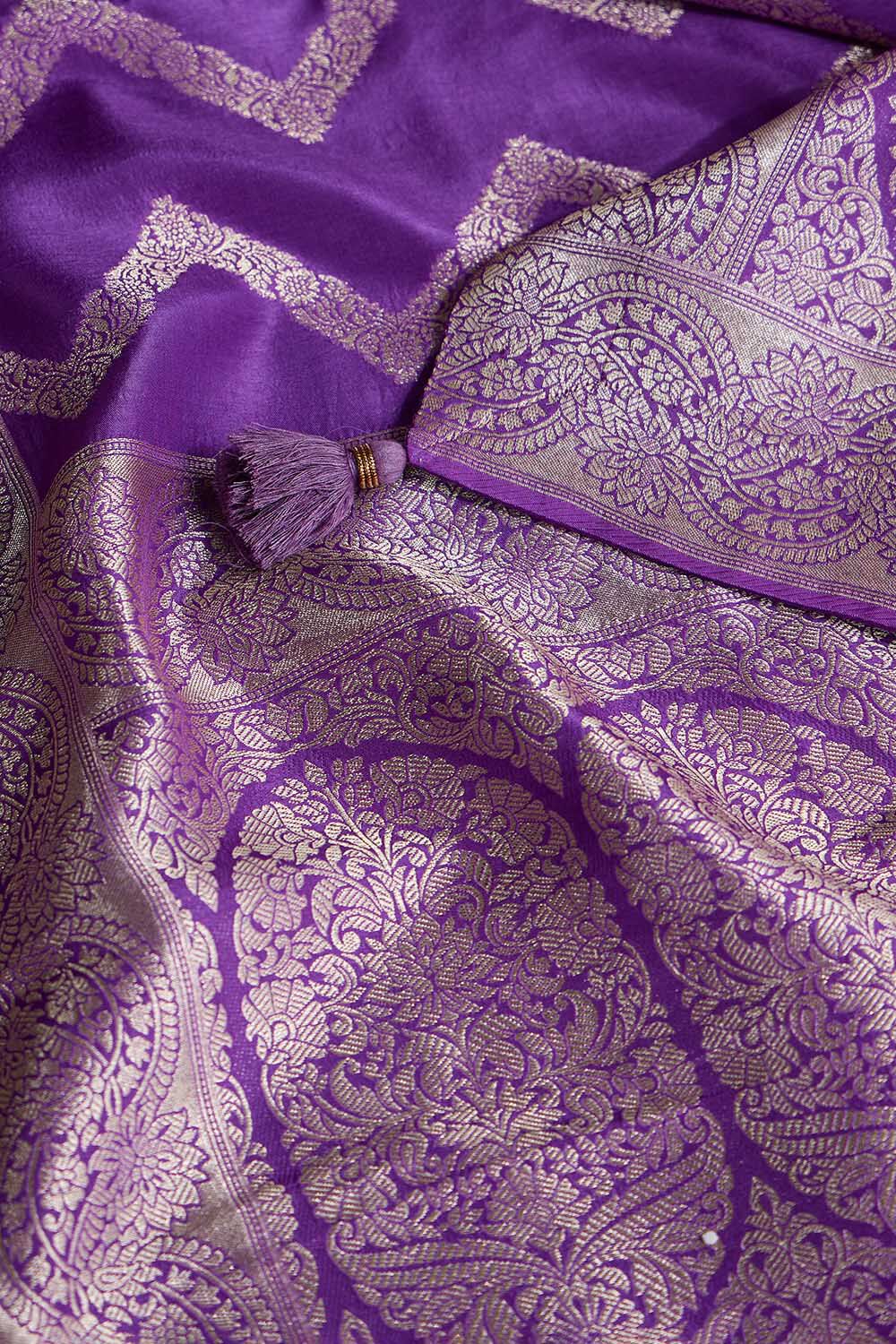 Purple Woven Viscose Saree image number null