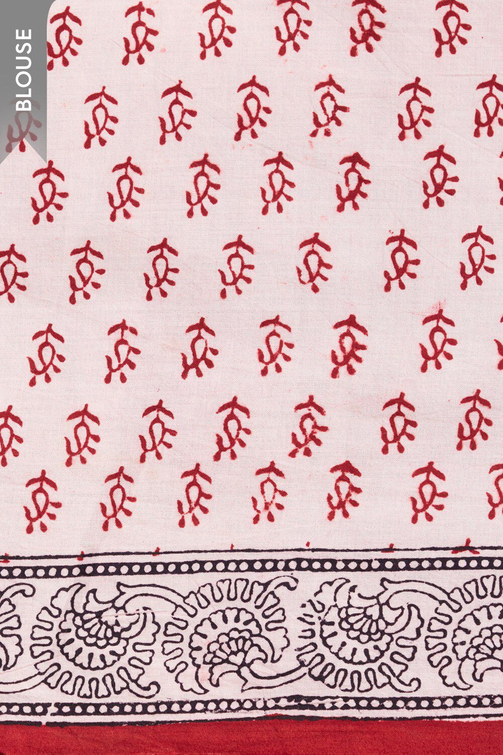 Red Bagh Block Printed Pure Cotton Saree image number null