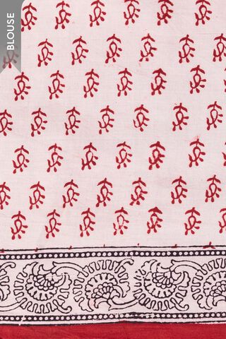 Red Bagh Block Printed Pure Cotton Saree thumbnail image number null