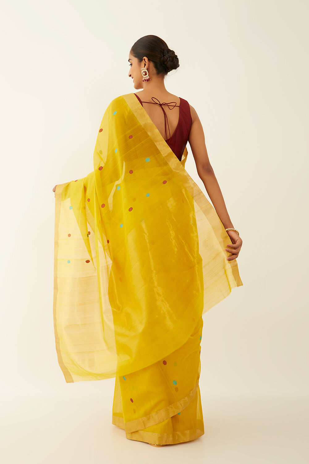 Yellow Pure Silk Cotton Chanderi Saree image number null