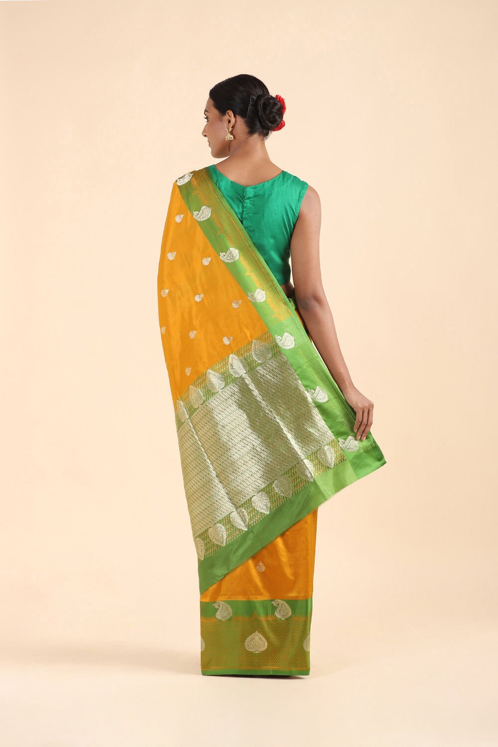 Yellow Pure Silk Banarasi Saree image number null