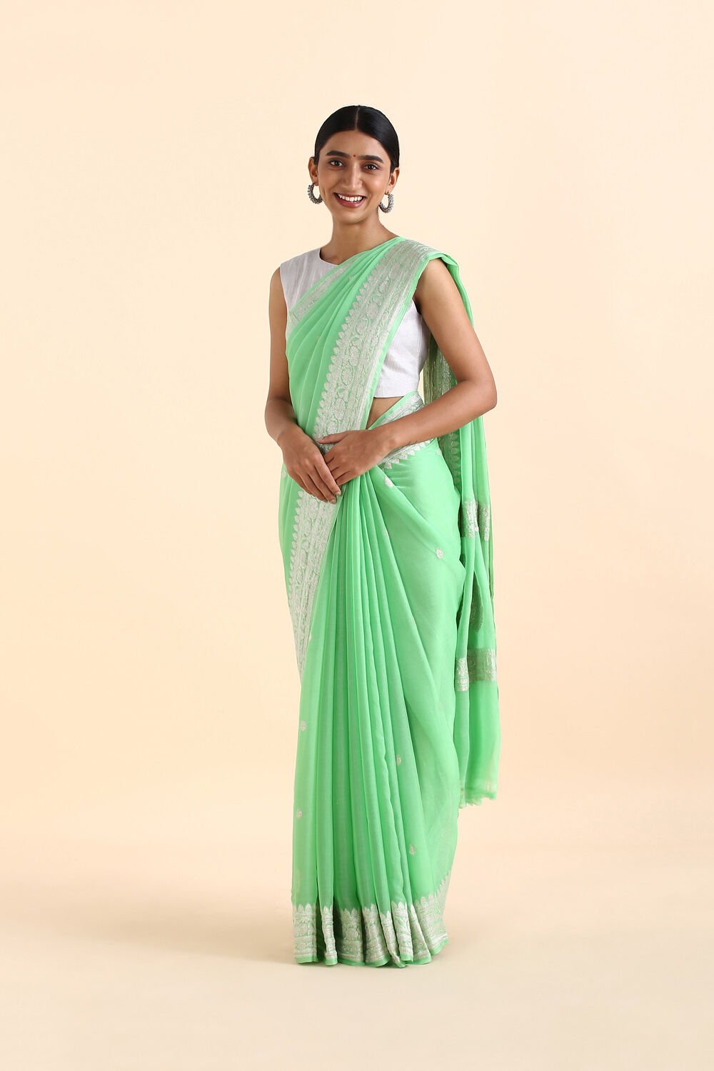Green Pure Georgette Banarasi Saree image number null