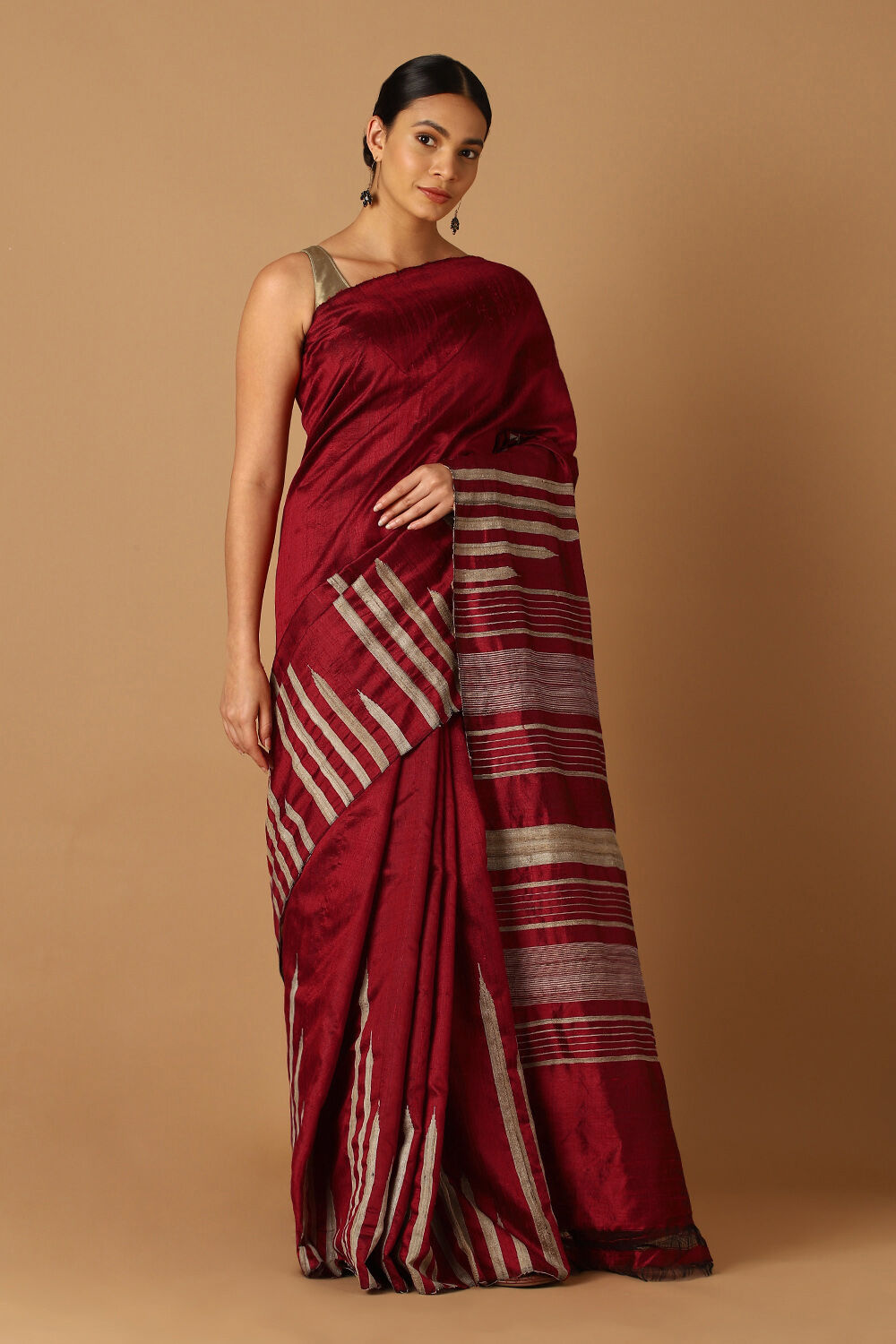 Red Pure Silk Woven Saree image number null