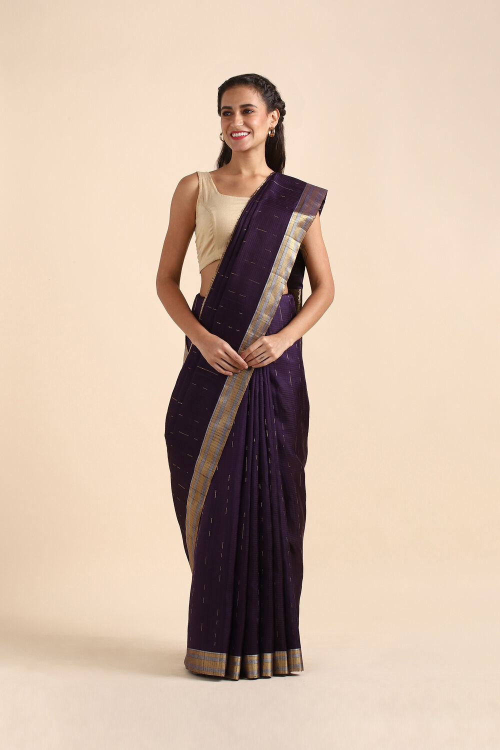 Violet Pure Soft Silk Saree image number null