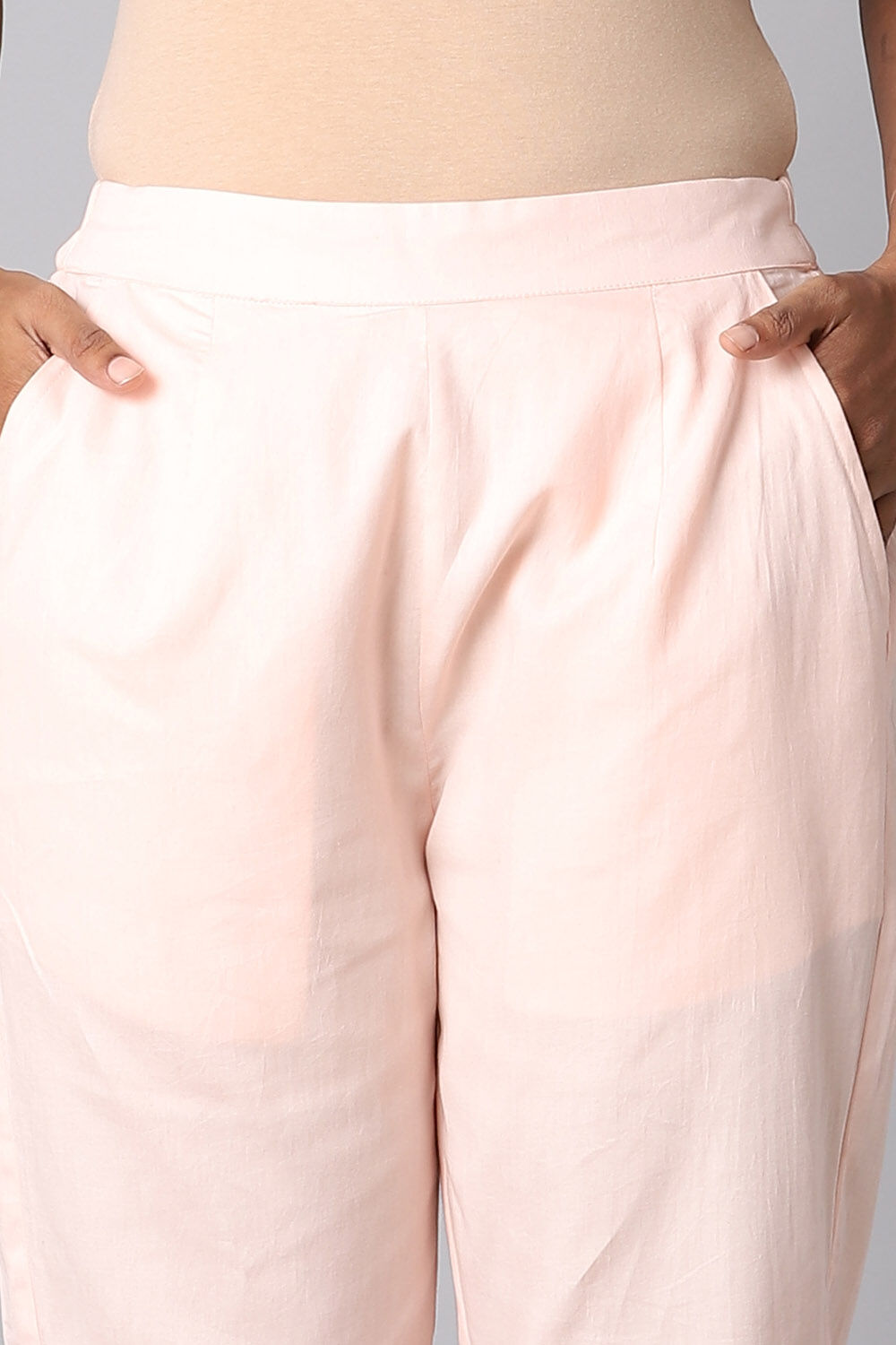 Light Pink Viscose Applique Kurta Set image number null