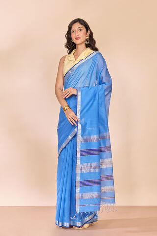 Light Blue Woven Pure Silk Cotton Maheshwari Saree thumbnail image number null