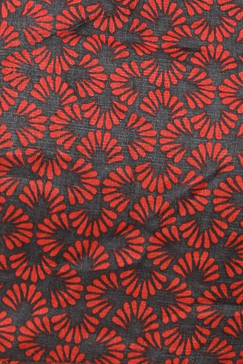 Red Block Printed Pure Tussar Silk Saree image number null