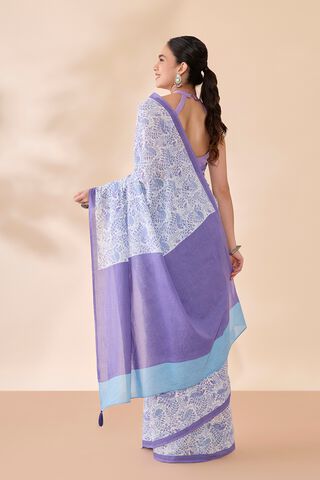 Off White Bengal Screen Printed Pure Cotton Mulmul Saree thumbnail image number null