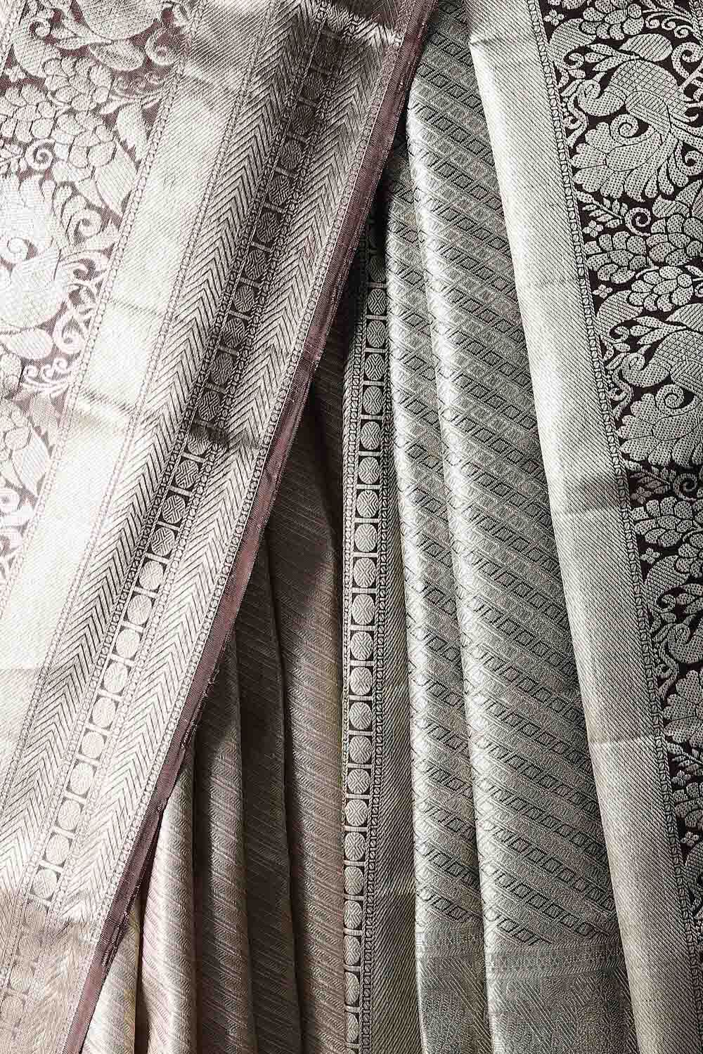 Brown Pure Silk Tissue Kanjivaram Saree image number null