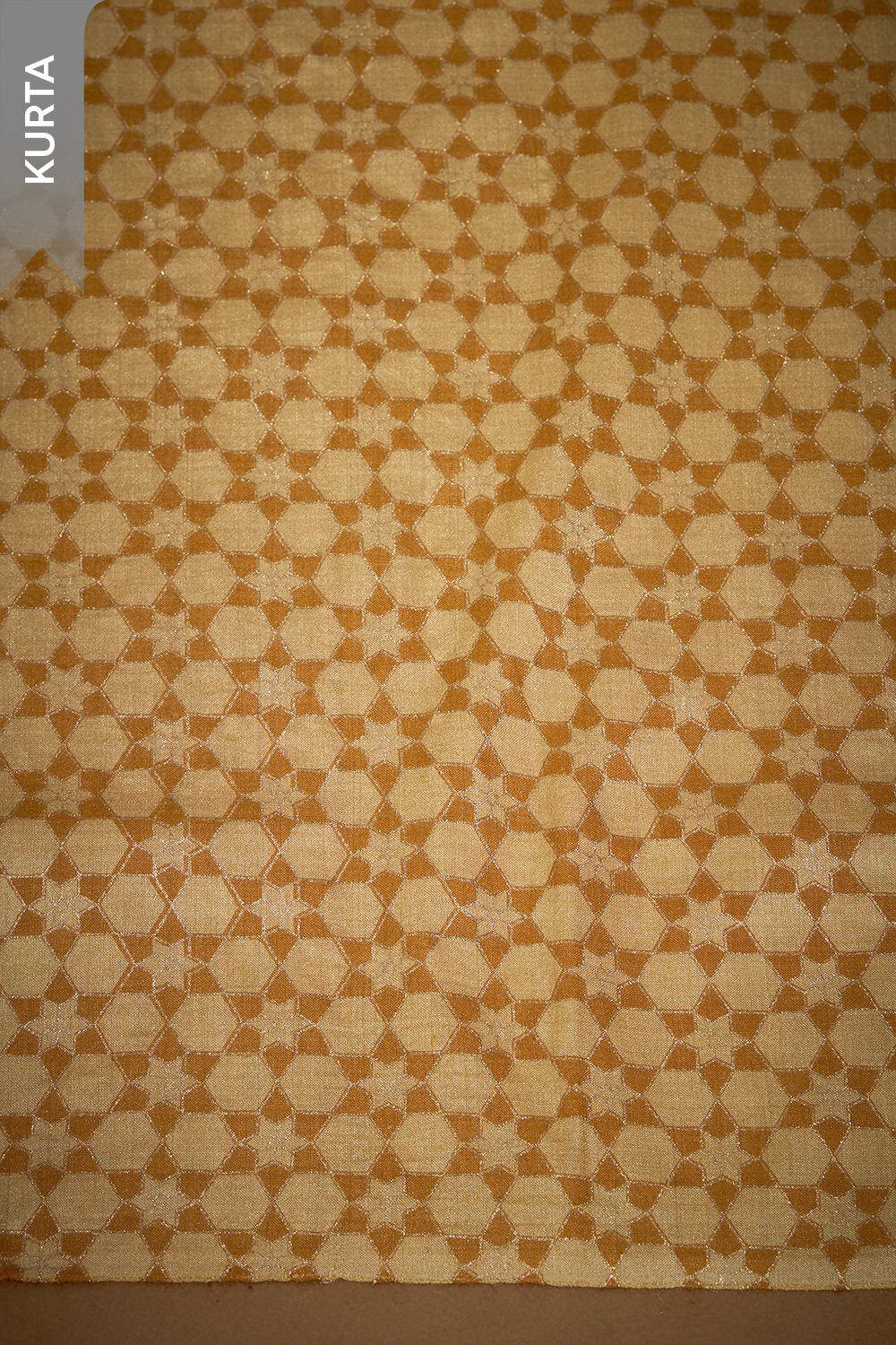 Yellow Screen Printed Pure Tussar Silk Unstitched Suit Set image number null