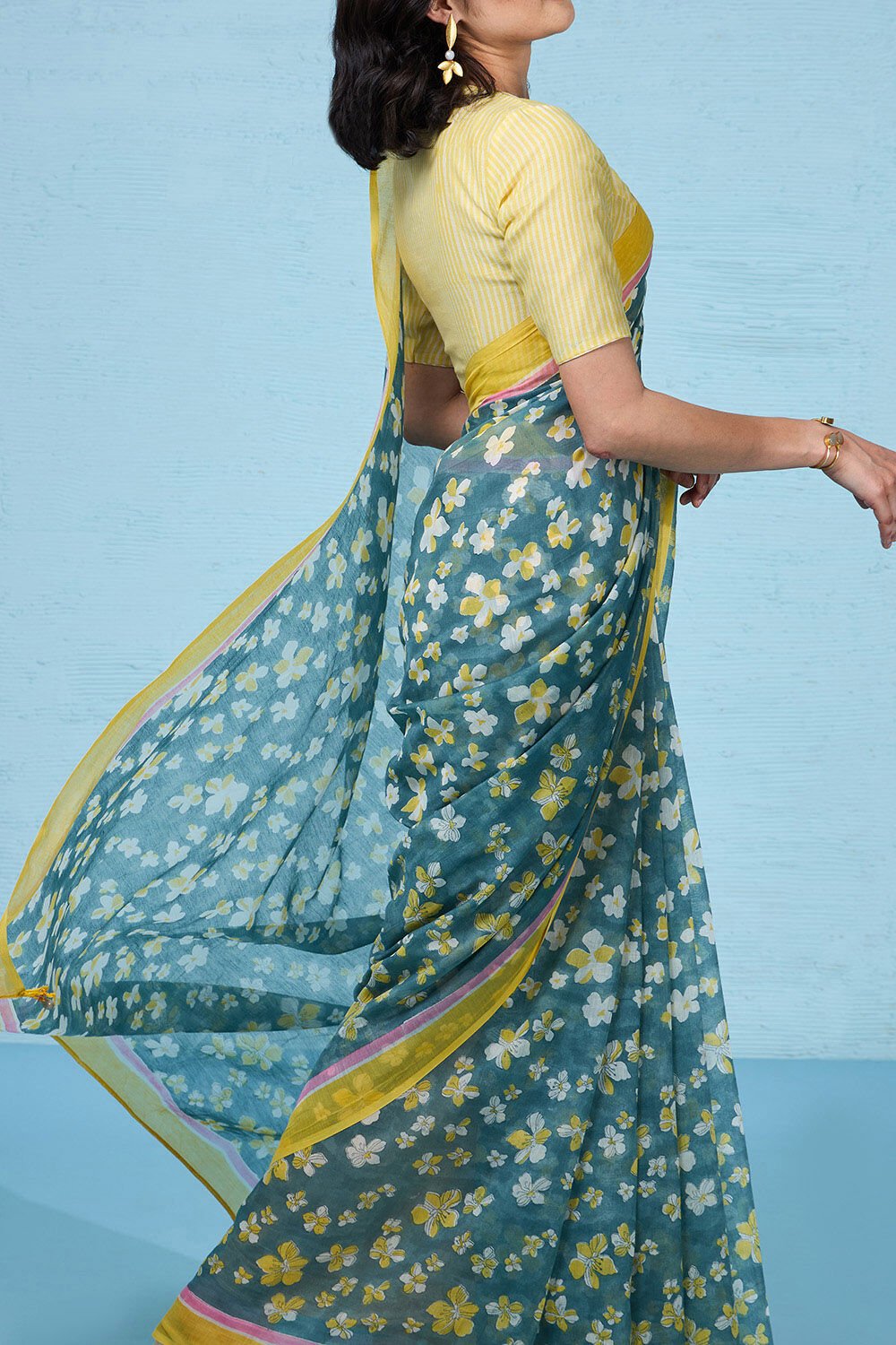 Green Rajasthan Pure Silk Cotton Printed Sanganeri Saree image number null