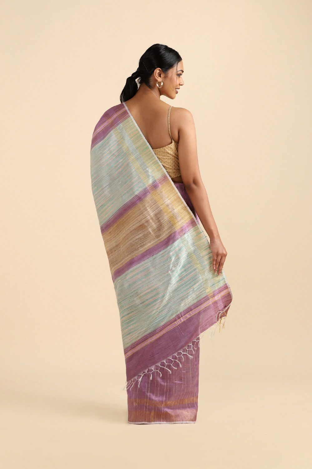 Purple Pure Tussar Silk Tie and Dye Saree image number null