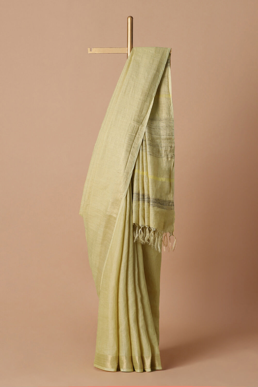 Light Yellow Pure Tussar Silk Bhagalpuri Saree image number null
