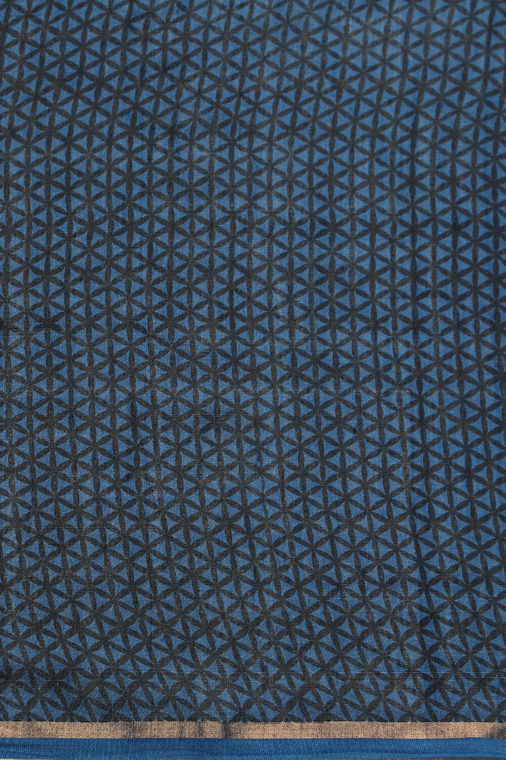 Blue Pure Tussar Silk Hand Painted Saree image number null
