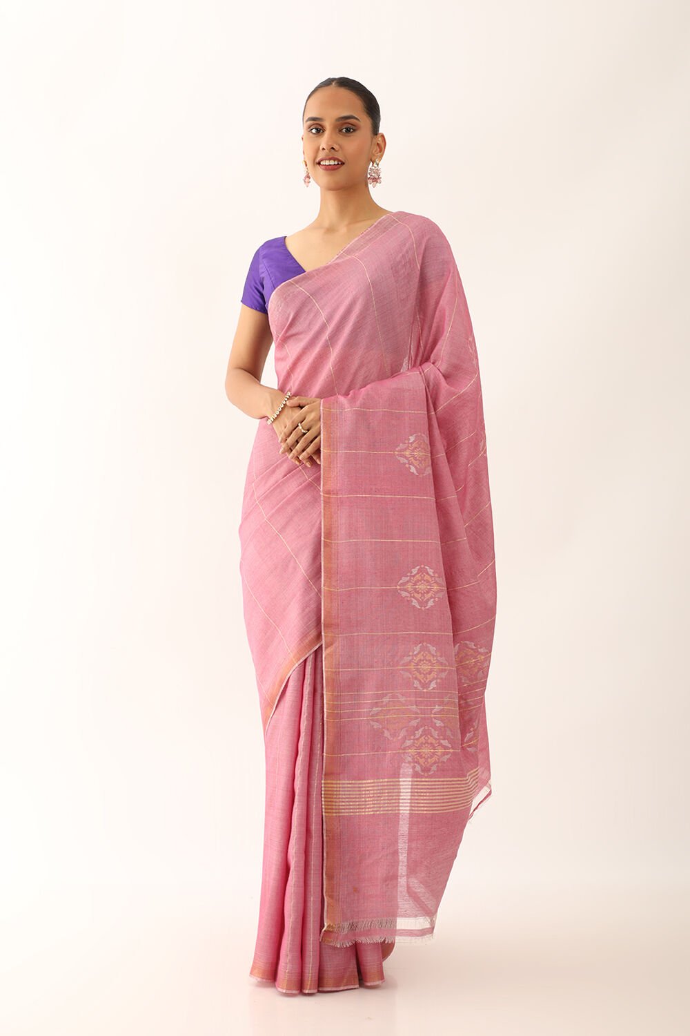 Light Pink Chattisgarh Pure Tussar Silk Woven Saree image number null