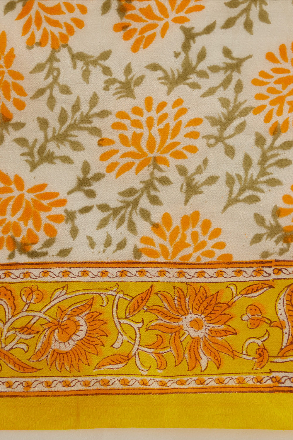 Yellow Pure Cotton Block Print Saree image number null