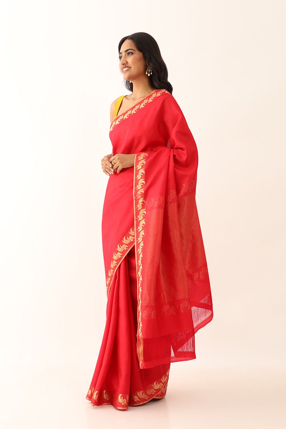 Red Pure Silk Woven South Saree image number null