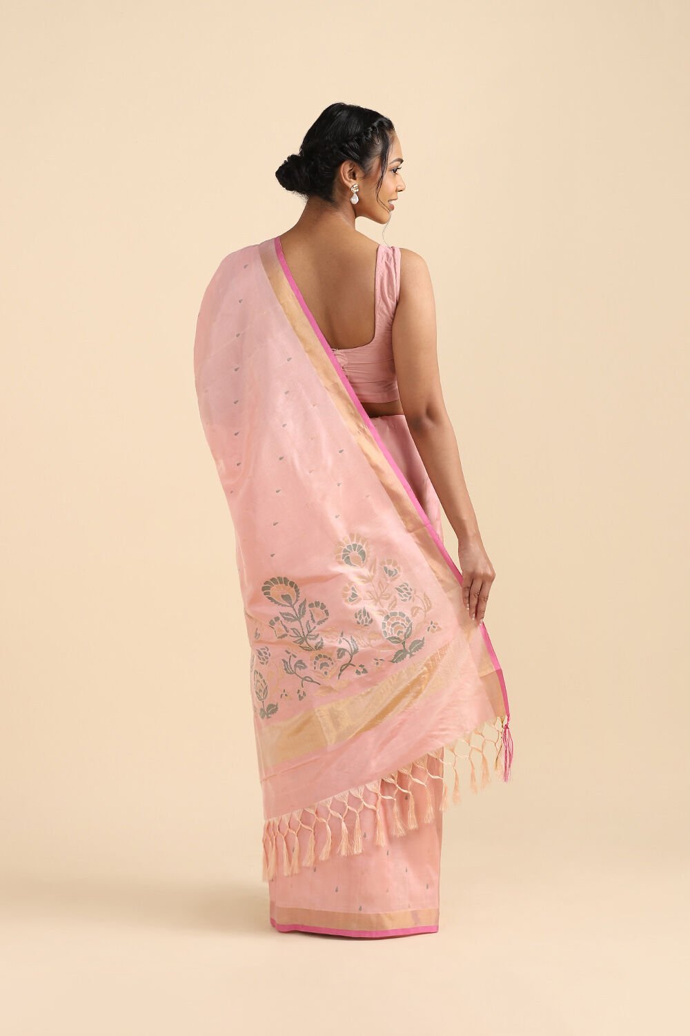 Light Pink Pure Silk Uppada Jamdani Saree image number null