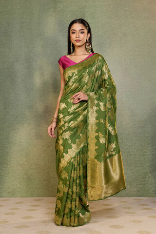 Green Woven Pure Viscose Saree thumbnail image number null