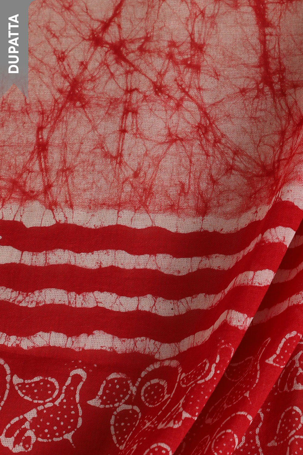 Dark Red Pure Cotton Batik Unstitched Suit Set image number null