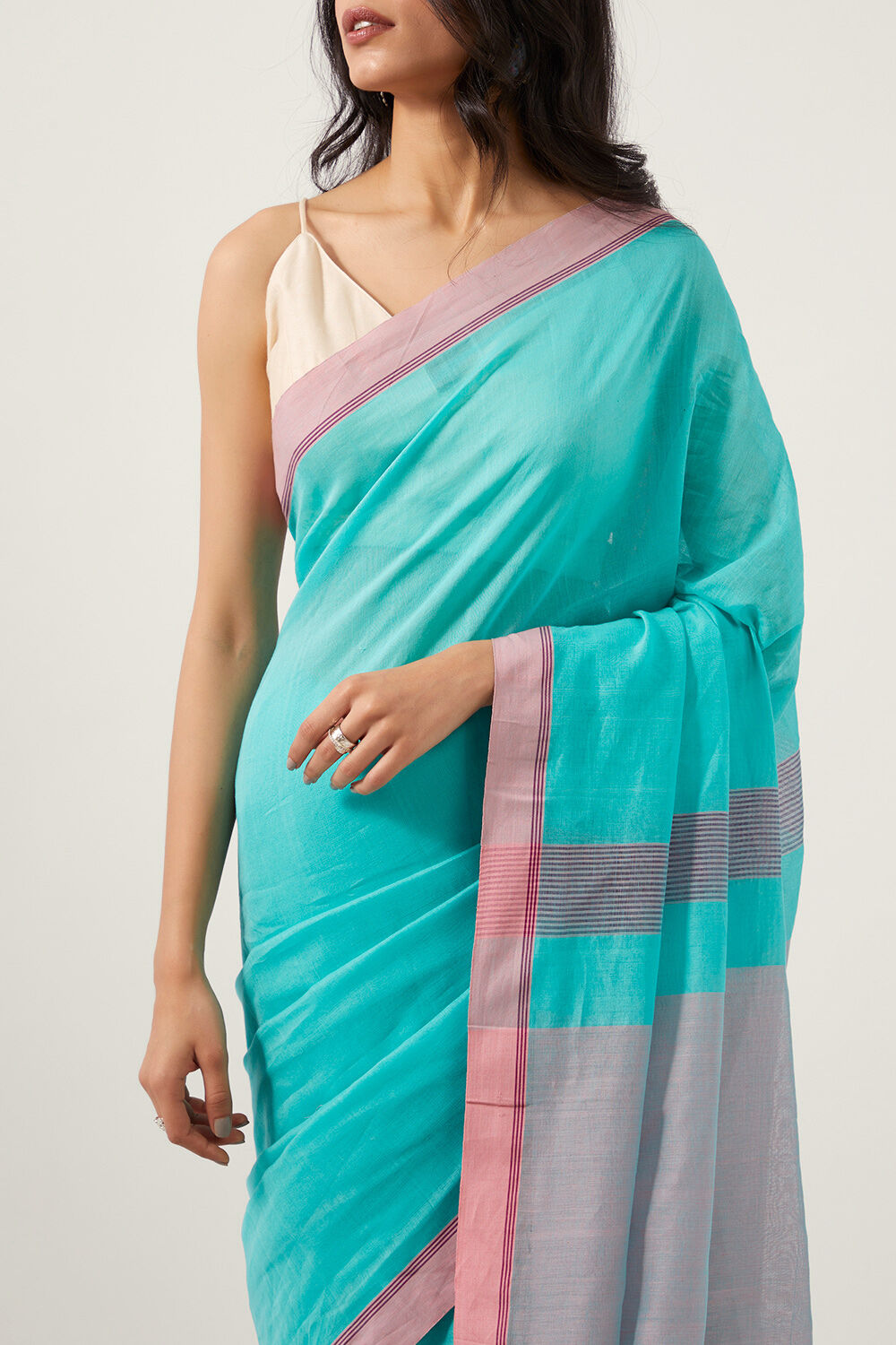 Blue Pure Cotton Bengal Saree image number null